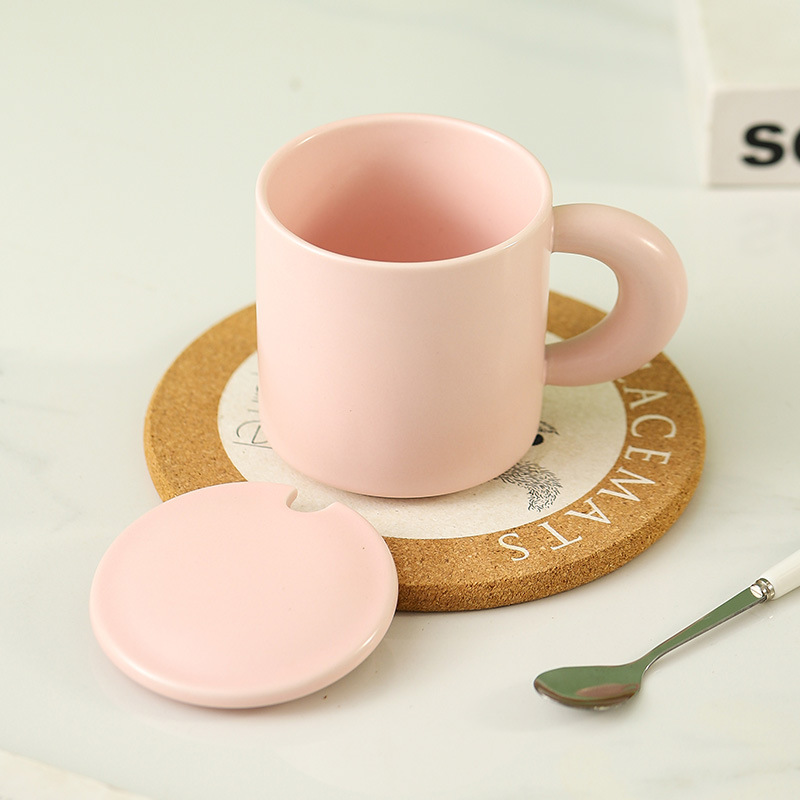 Christmas gift ceramic cup suit milk cup with lid and spoon mug can make pattern coffee cup gift