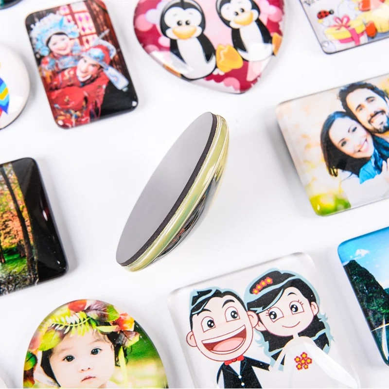 Crystal Refrigerator Magnet DIY Customized Baby Travel Scenery Photo Commemorative Gift Crystal Glass Refrigerator Magnet Magnetic