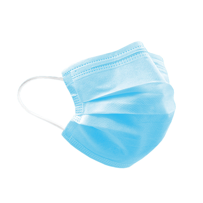 Factory wholesale in stock ear-mounted disposable mask three-layer protective dustproof blue breathable adult independent packaging