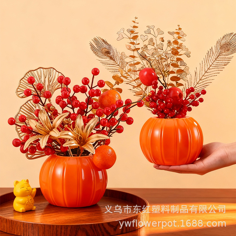 Креативный пластиковый цветочный горшок в форме тыквы, симуляционный вазон, праздничное украшение, гидропоника