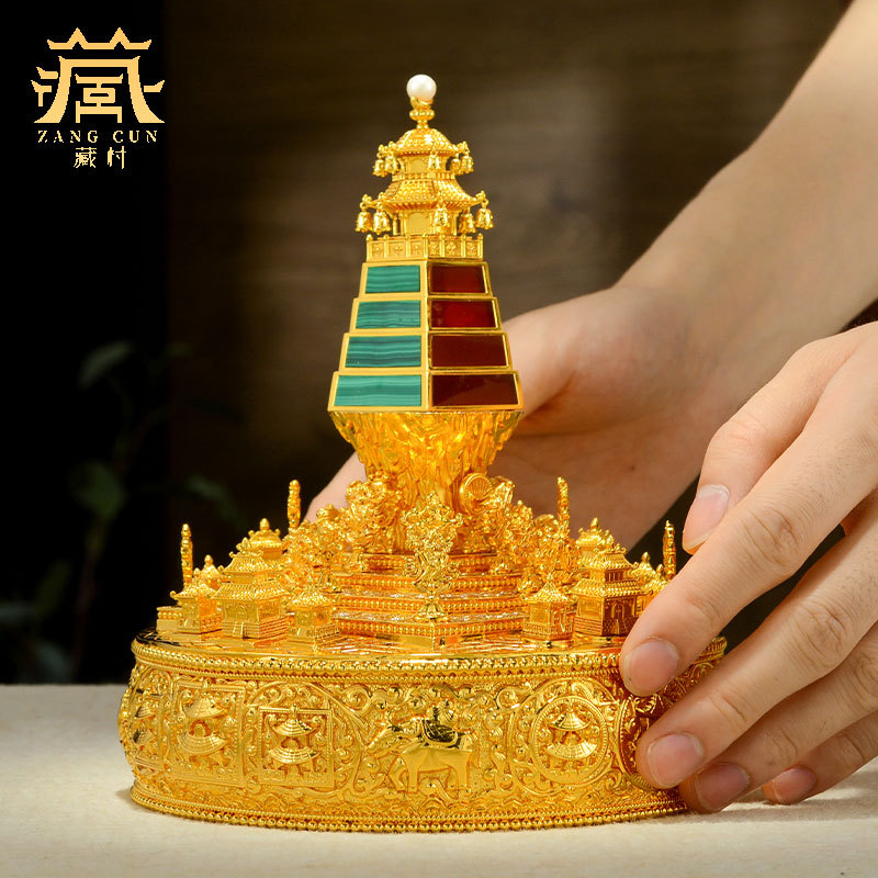 Xizang Village Thirty-Seven Mandala Plates Fine Copper Carving 37 Mandala Plates Indoor Home Mandala Plate Decoration