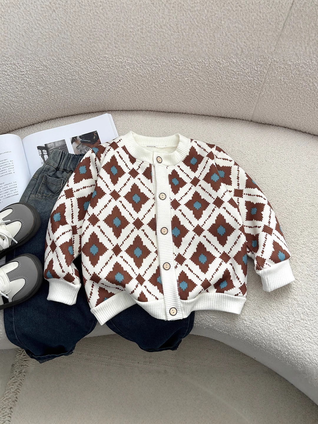 Cross-Border 2025 Kidsren's Velvet Jacket Autumn and Winter New Boys' Sweater Velvet Long-Sleeved Clothes Girls' Warm Kidsren's Clothing