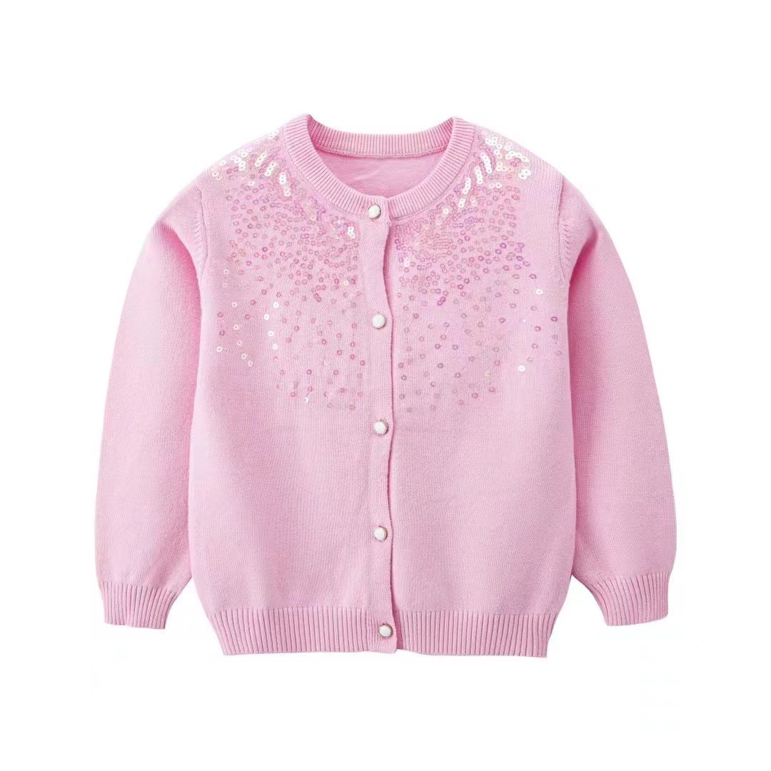 Пальто для девочек 2024, весенне-осенние детские вещи, кардиган для детей 2-3 лет, топ с пайетками