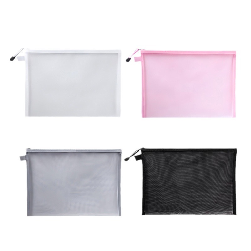 Mesh Pencil Case for Students Examination Simple Transparent Stationery Test Paper Zipper Storage Bag A64 Large Capacity Customization