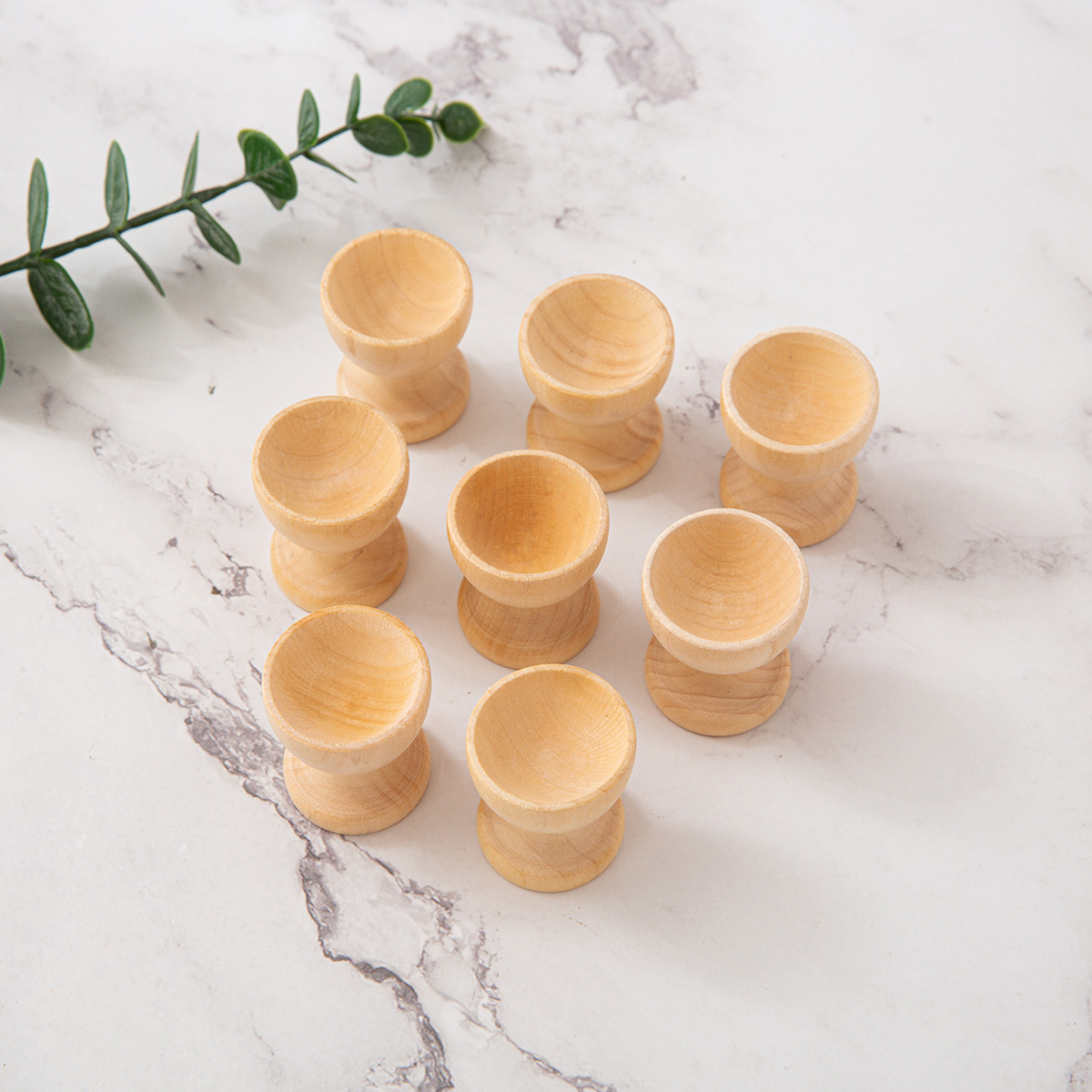 Factory Direct Sales Wooden Egg Holder Wooden Artificial Egg Base Wine Glass Shape Easter Kidsren's Toys