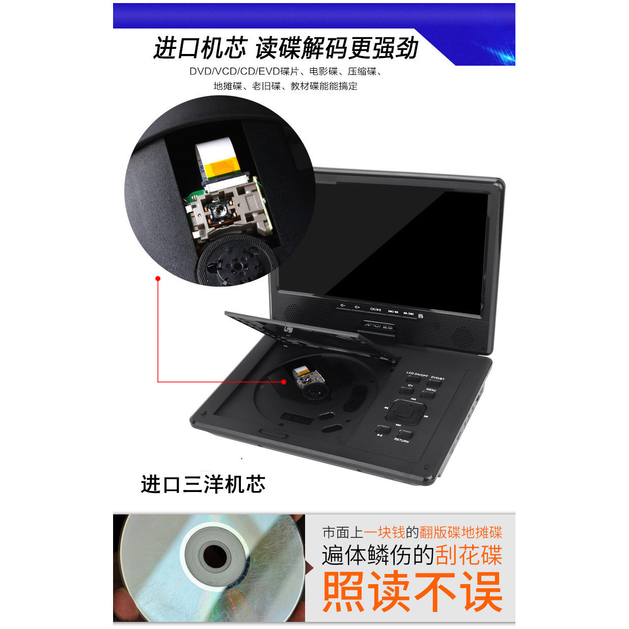 Xia Xin Mobile Dvd Player Portable for Elderly Vcd Disc Player All-In-One Children's Cd Car Bluetooth Mp4 Player
