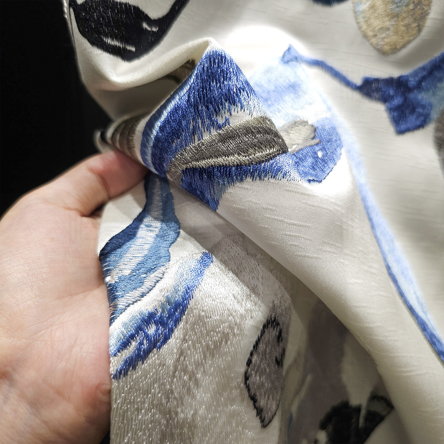 Light French Modern Light Luxury Ink Embroidery High-Precision Curtains New Chinese Style Villa Living Room High-End Bedroom High-End Sense