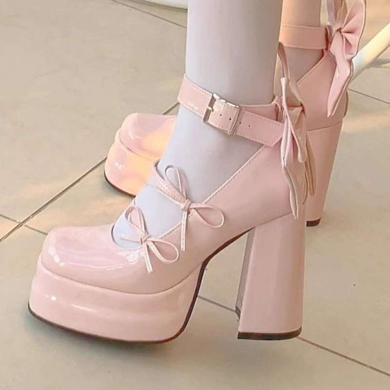 Обувь Youfei Pure 2025, оригинальные лолита туфли с бантом, средний каблук, водонепроницаемая платформа, милые сладкие цвета, стиль для девушек в японском стиле