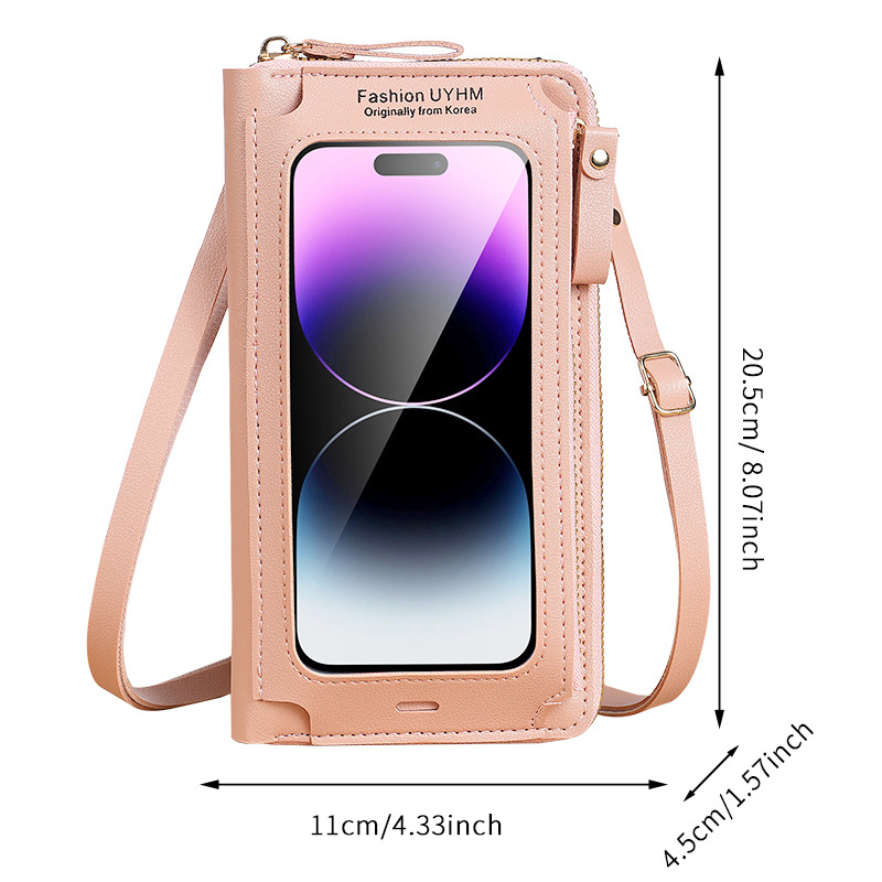 2024 Touchscreen Mobile Phone Bag Women's Crossbody Anti-theft Multifunctional Single Shoulder All-match Transparent Mini Bag Wallet Mobile Phone Bag
