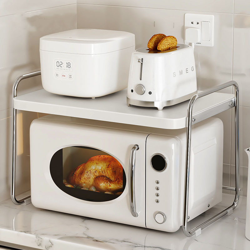 Stainless Steel Microwave Oven Storage Rack Kitchen Appliances Countertop Oven Rice Cooker Pot Pull-out Storage Rack Special Rack