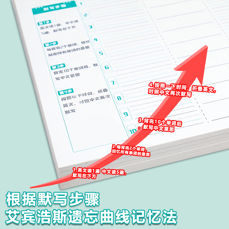 English thickened daily 10 word book Ebbinghaus memory method primary school students junior high school students English dictation book