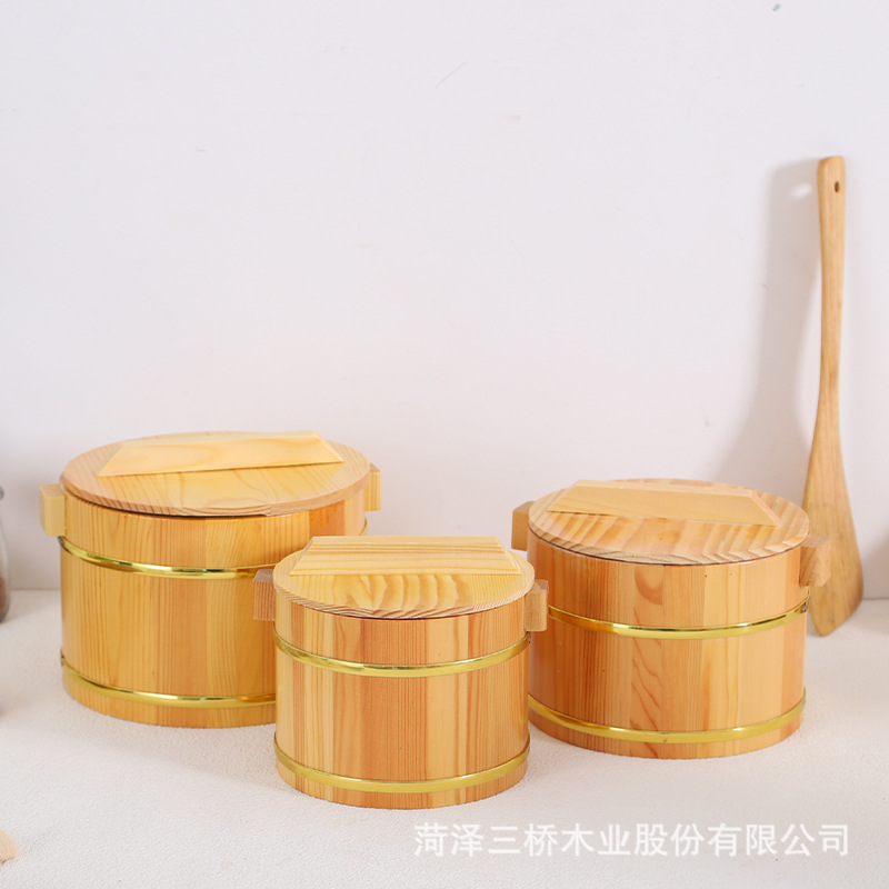 Ready-Made Commercial Wooden Barrel Rice Barrel Tableware Cover Rice Restaurant Rice Serving Rice Small Rice Barrel Insulation Barrel