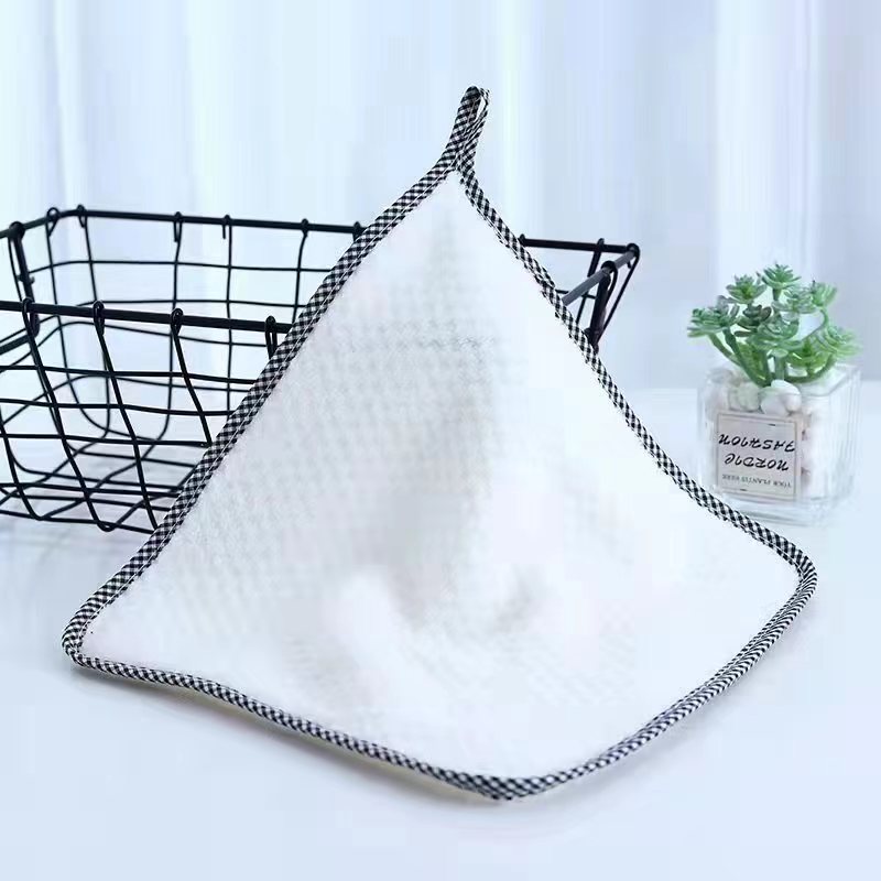 Small Square Towel Pineapple Coral Fleece Small Square Towel Hand Wash Face Small Towel Kitchen Hanging Absorbent Wipe Square Towel
