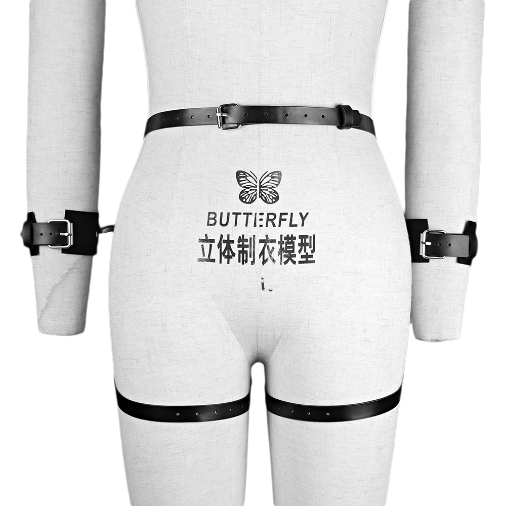 Women's Sm Wear Hip Cuffs Leather One-Piece Pants Flirting Passion Sex Props Bondage Handcuffs Belt Ready Stock