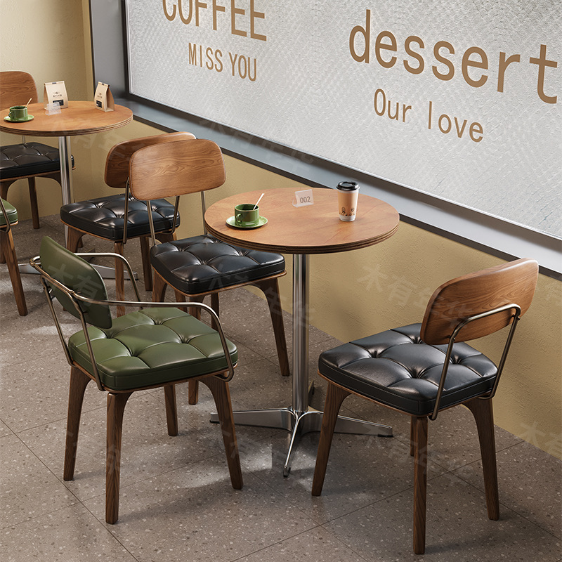 Solid Wood Backrest Chair Bar Restaurant Stool Nordic Style American Country Cafe Old Retro Iron Dining Chair