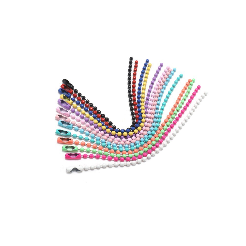 2.4mm Color Bead Chain Hanging Chain Pendant Baking Paint Iron Bead Chain Buckle Small Toy Pendant Hanging Tag Chain Diy Accessories
