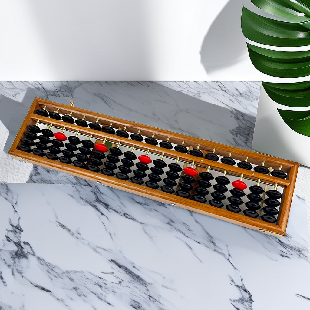 Student Abacus, Elementary School Student Abacus, Redwood Antique-Style Solid Wood, Brown, Vintage, Old-Fashioned, Medium-Sized Box, Cultural and Creative Gift, Educational Toy