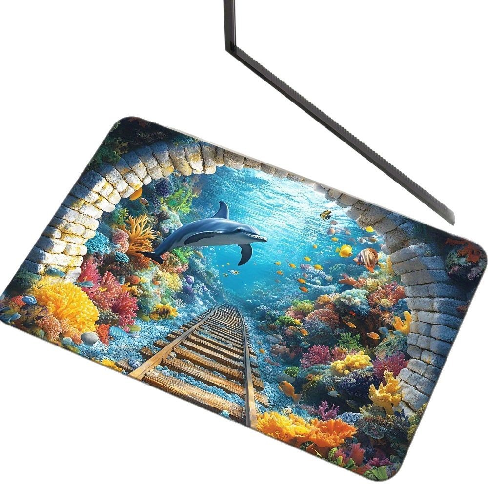 3D Visual Effect Crystal Velvet Floor Mat for Home Use, Wear-Resistant Bathroom Entrance Mat, Dirt-Resistant and Easy to Care for