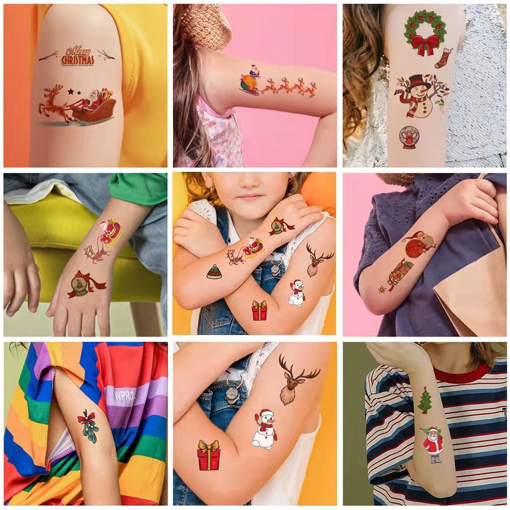 Cross-border New Cartoon Christmas Tattoo Sticker Advanced Sense Children's Cute Santa Claus Gift Arm Tattoo Sticker