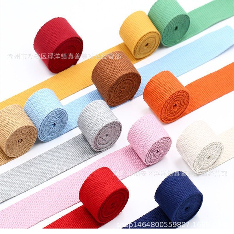 Polyester-Cotton Beaded Webbing Colorfulful Webbing Canvas Bag Straps Thickeneded Cotton Straps Handbag Straps Imitation Cotton Straps