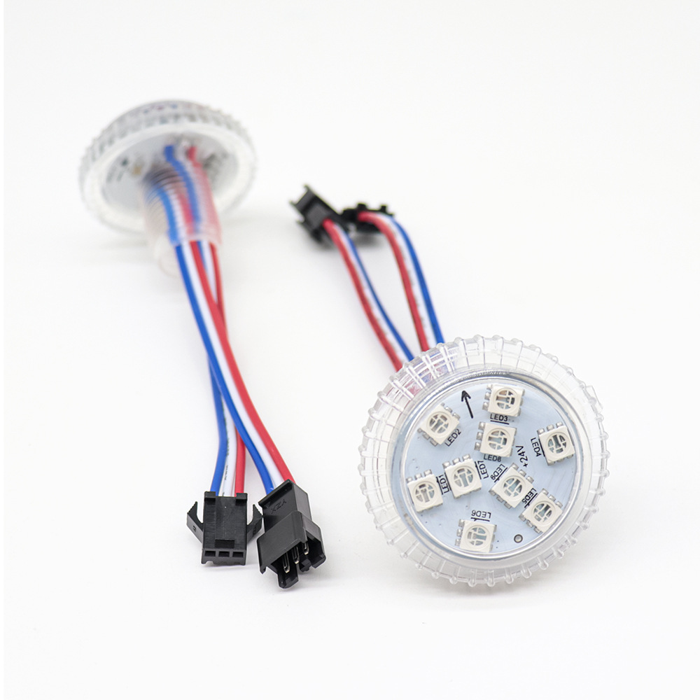 35mm Diameter Full Color 9Led Light Source Flat Shell Mushroom Pixel Lamp 24V Ferris Wheel Amusement Equipment Marquee