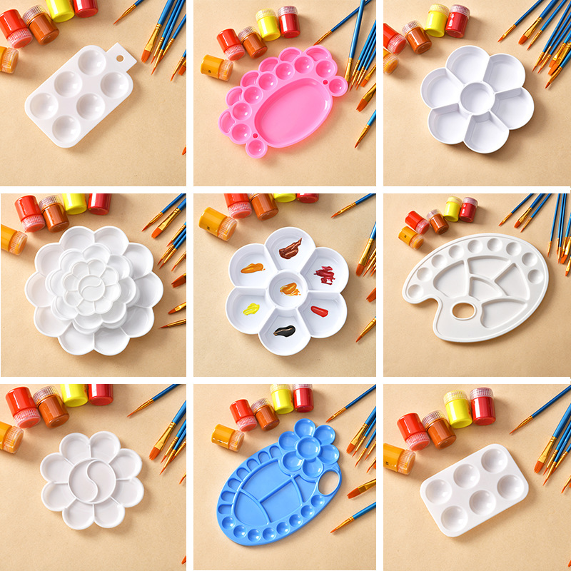 Палитра с цветами сливы, имитация керамики, для детей и начинающих, художественные пигменты, гуашь, акварель, принадлежности для рисования