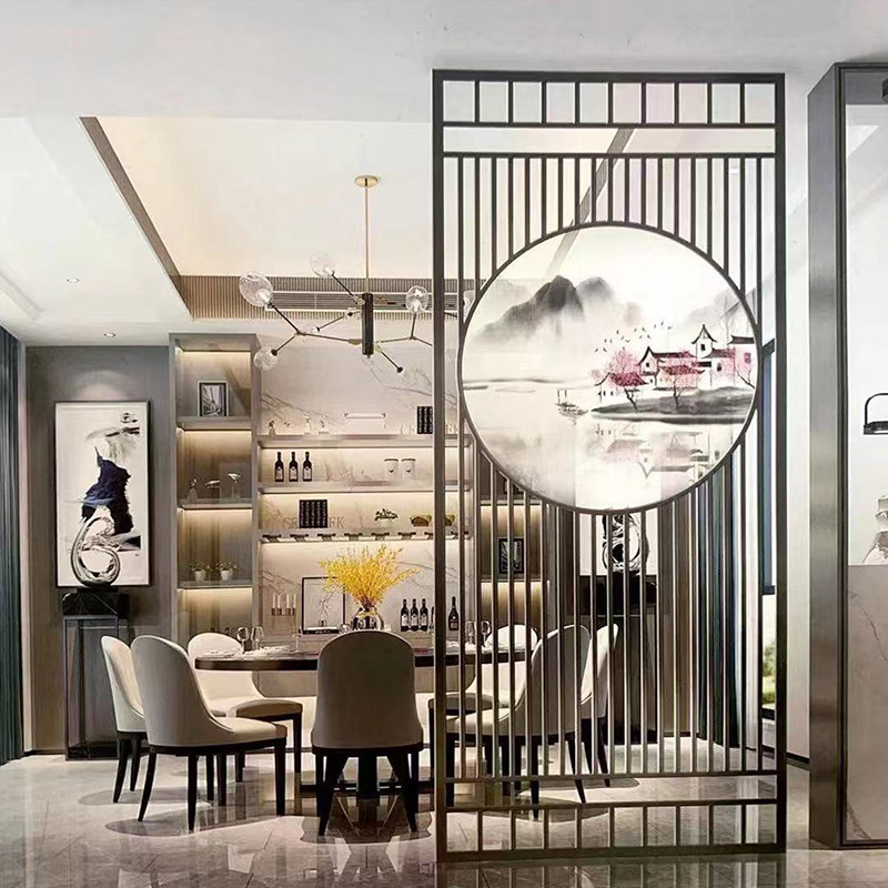 Wire Clip Painting Glass Double-Layer Art Entrance Screen Partition Clip Juan Art Landscape Painting Tempered Glass Made to Order