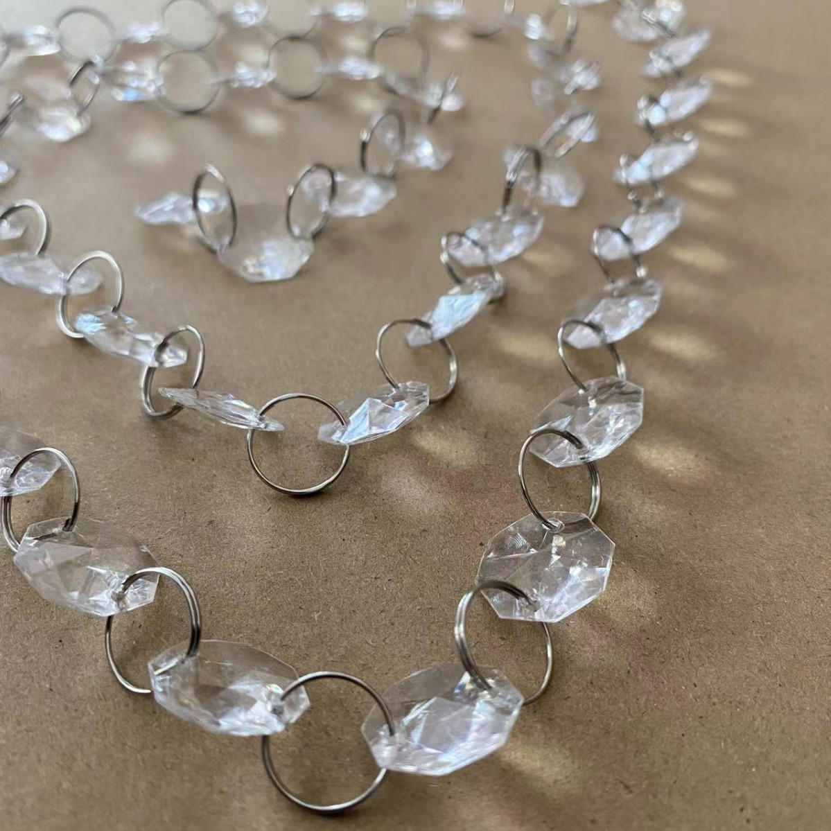 Amazon thin acrylic octagonal bead curtain bead string wedding decoration wedding hall ceiling decoration bead chain