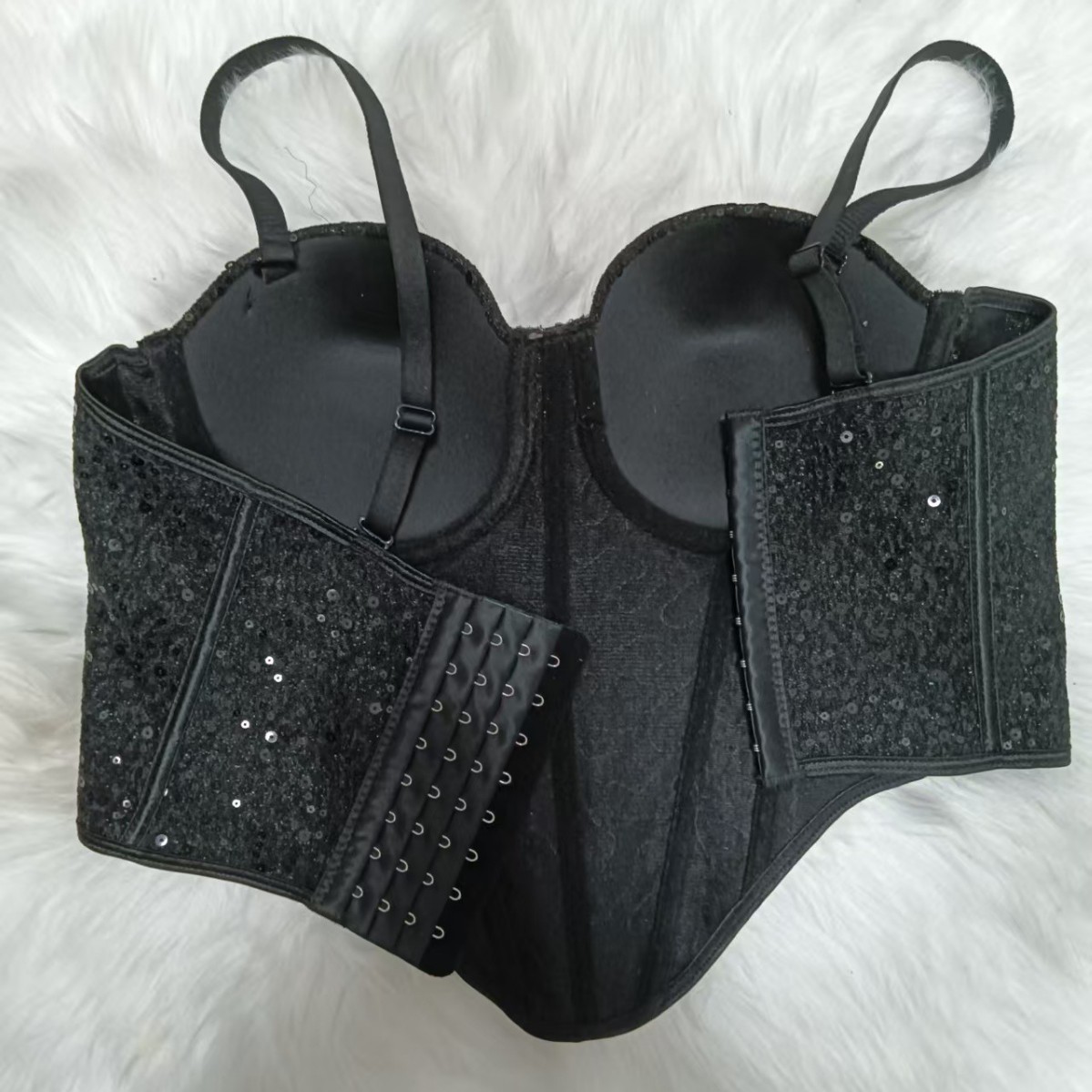 Fishbone Bra with Breast Pads, Waist Slimming, Mesh Can Be Worn Outside, Body Shaping Bra, Nightclub Sexy Girl Inner Wear Bra