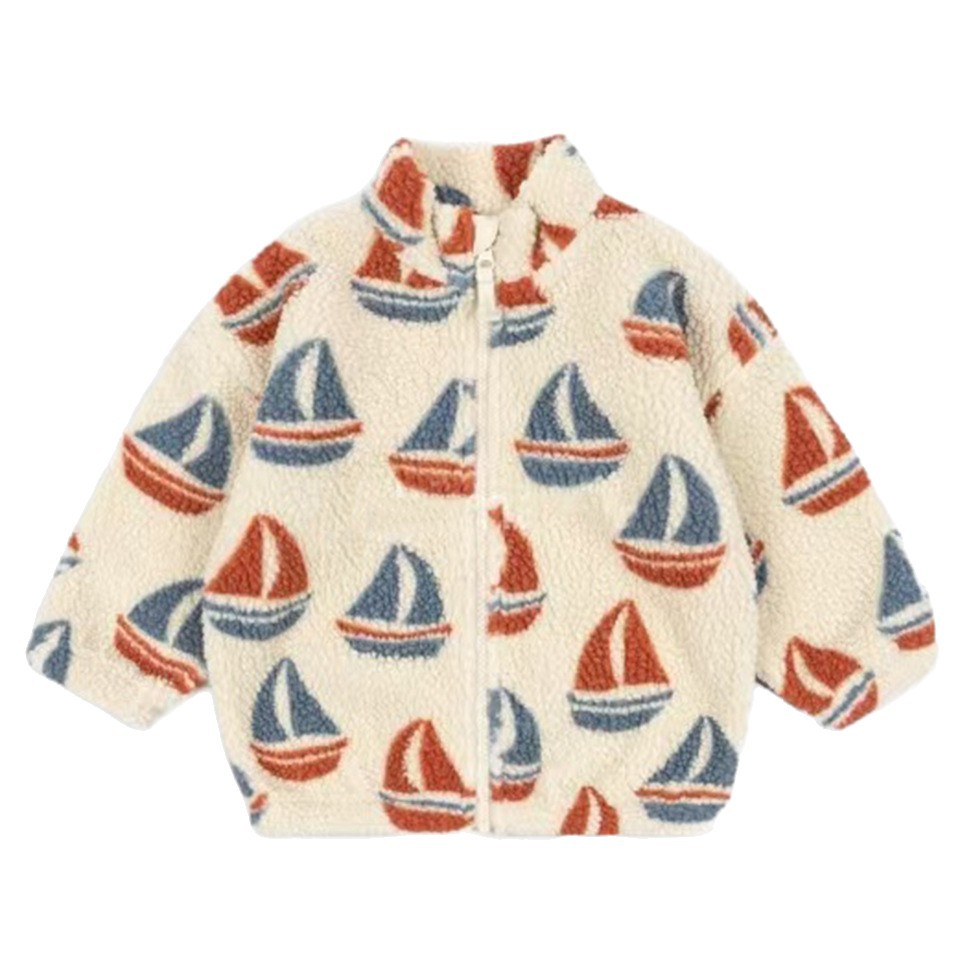 In Stock 25 Autumn/Winter New Children's Clothing Ks Same Style Fur Coat Sailboat Cherry Anchor Set Cute Fur Jacket