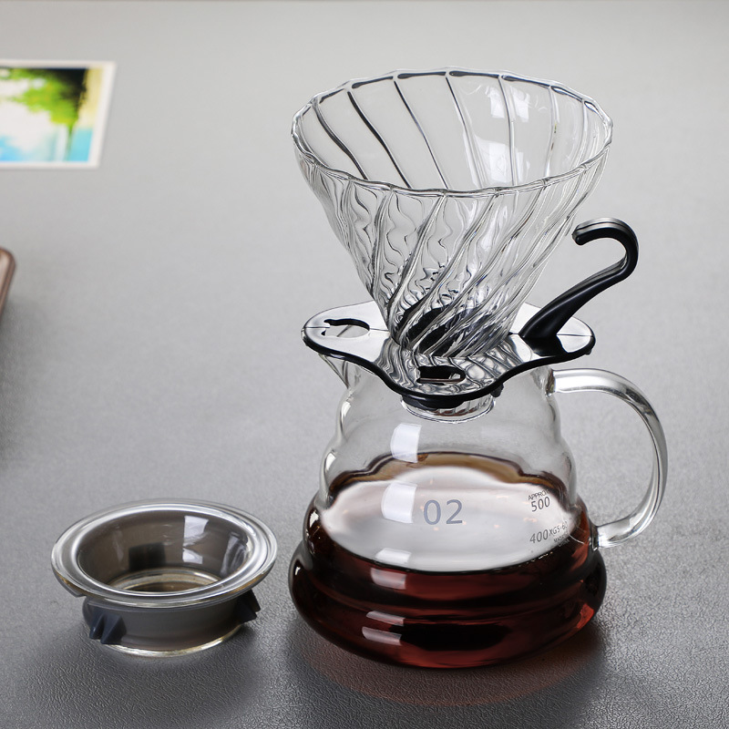 V60 Glass Coffee Filter Cup 01/02 Glass Coffee Pot Funnel Hand Coffee Pot suit Dripper