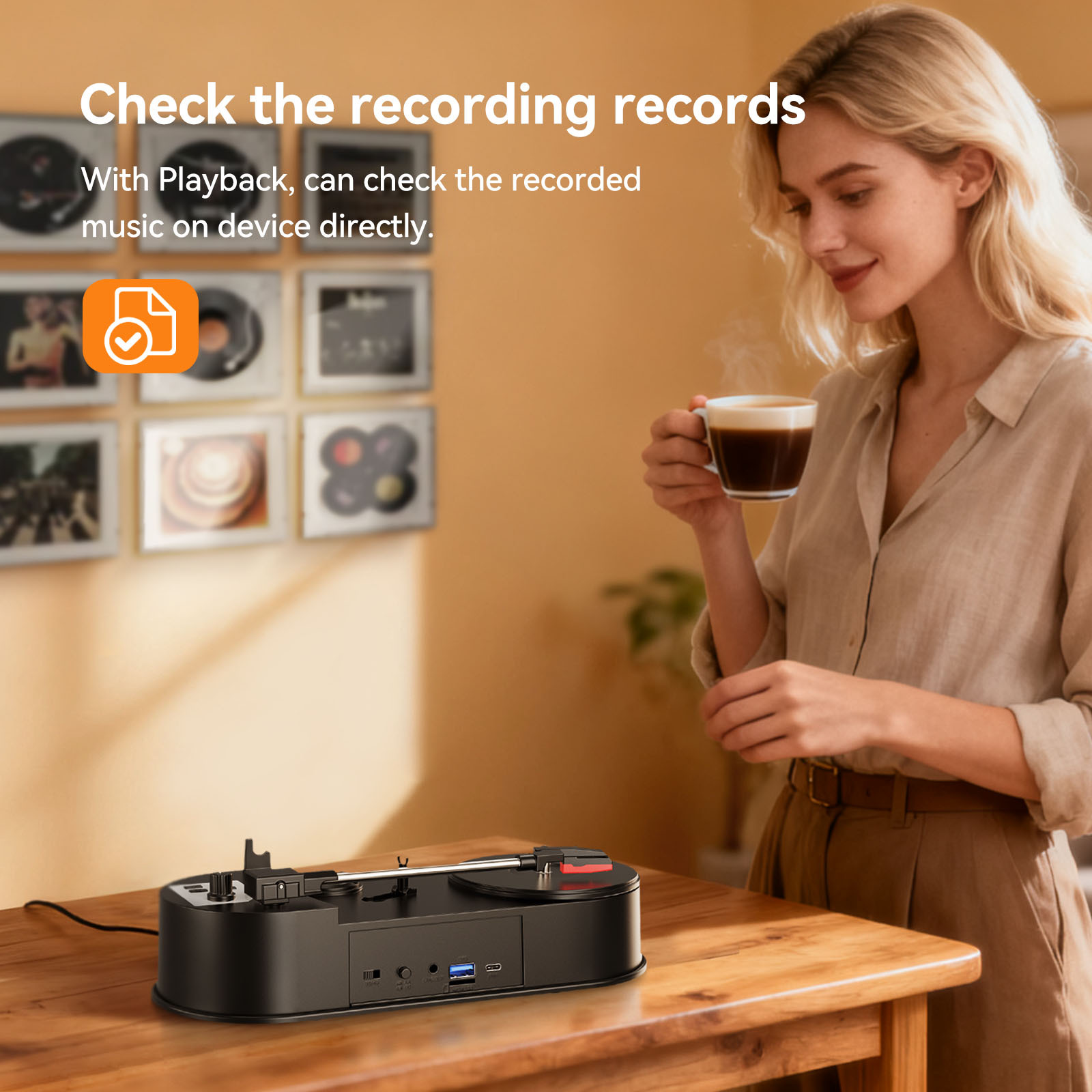 Factory Direct Sales Mini Record Player Vinyl Record Player Converts to Mp3 Without Computer Ezcap613 Retro Gift