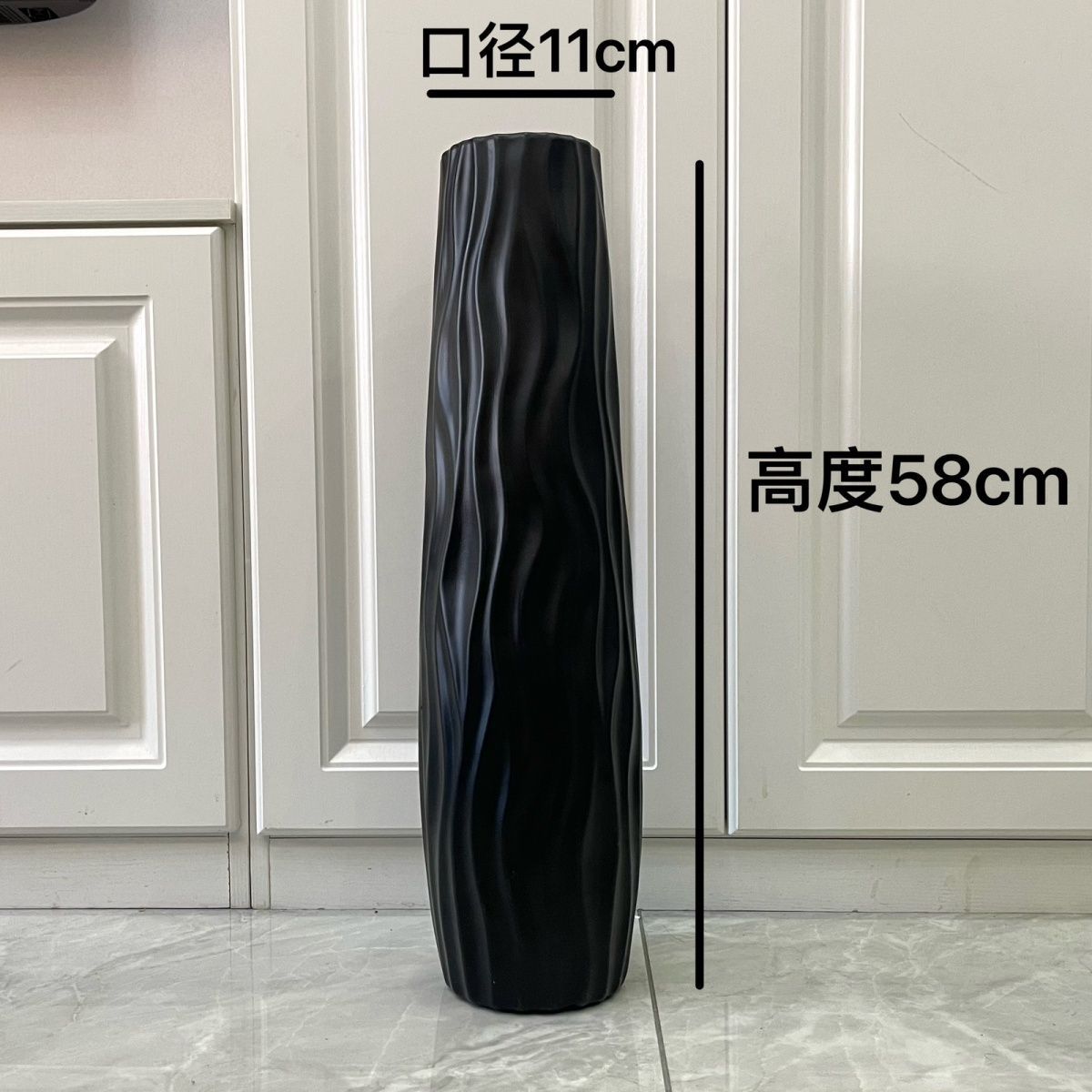 Floor Large Vase High Simple Hydroponic Plastic Imitation Ceramic White Black European Style Home Dried Flower Flower Ornament for Living Room Decoration