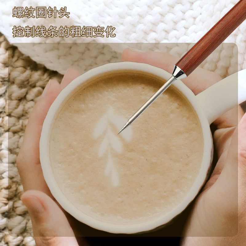 Coffee Flower Tree Wood Handle Carved Stick Fantastic Goutu Coffee Appliance Italian Coffee Accessories Household Small Artifact