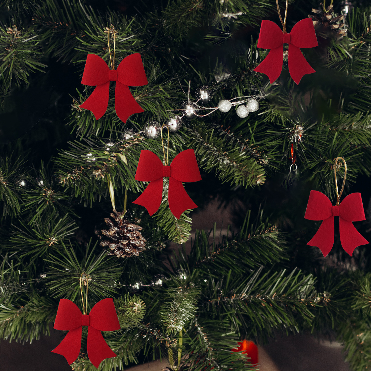Новогодние украшения S46 в виде банта Набор из 5 ручных украшений для дома