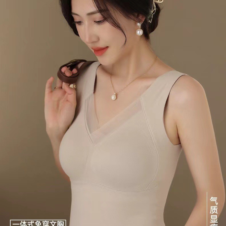 8803 Graphene Thermal Intimates for Women Without Bra Fixed Cup Beautiful Back Heating Base Layer Winter Thermal Vest