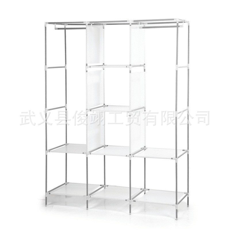 88130 Simple Wardrobe Storage Clothes Non-Woven Reinforced Iron Pipe Storage Dustproof Assembly Wardrobe Factory Direct Sales