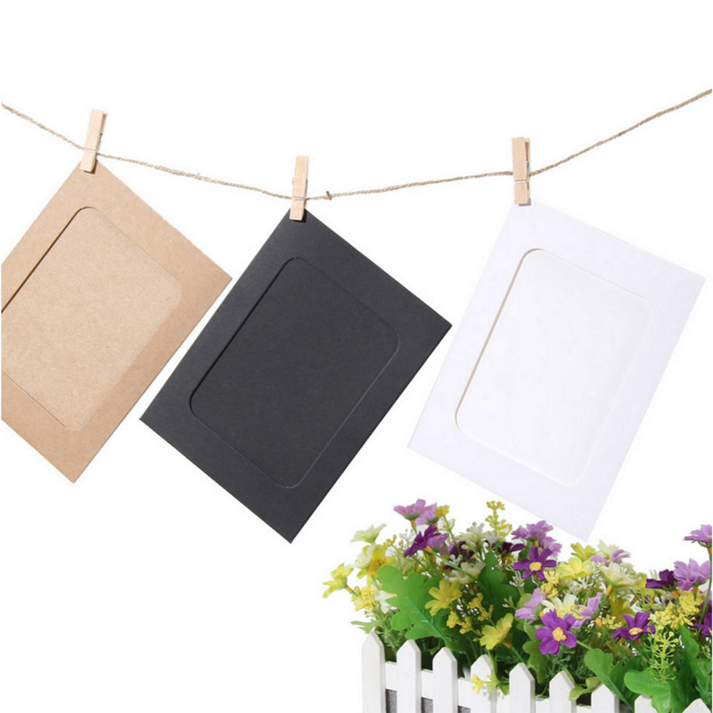 3 inch 5 inch 6 inch DIY photo wall wall hanging paper photo frame black and white cowhide 10 sheets with hemp rope clip