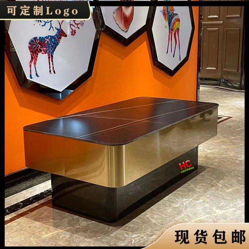В наличии новый кофейный столик KTV, ночной бар, нержавеющая сталь, простой, стеклянная столешница