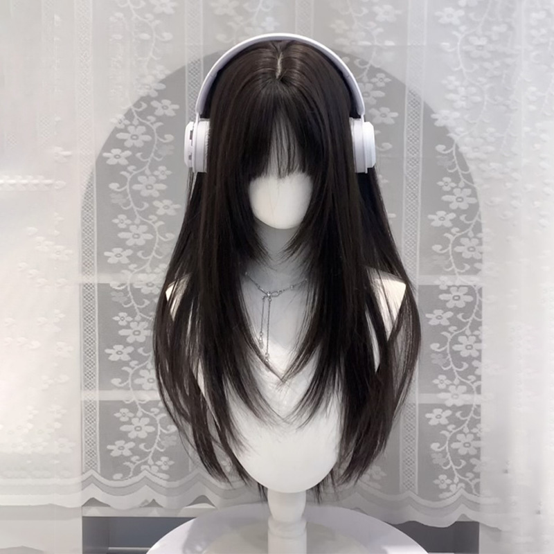 Высококачественный черный длинный прямой парик Лолита для девушек, повседневный набор