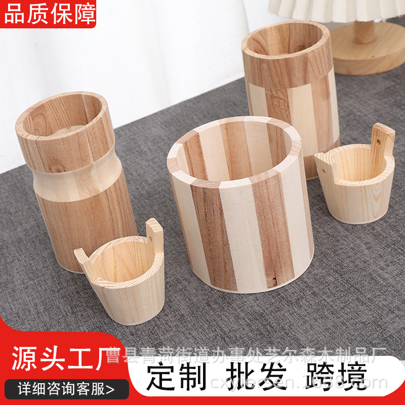 Новая маленькая деревянная бочка натурального цвета для хранения игрушек детей и организации, деревянное ведро