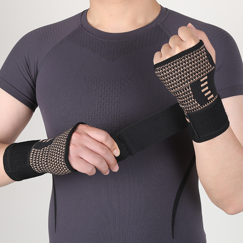 Cross-border wholesale sports pressurized copper ion palm protection fitness dumbbell single parallel bars weightlifting gloves riding wrist protection