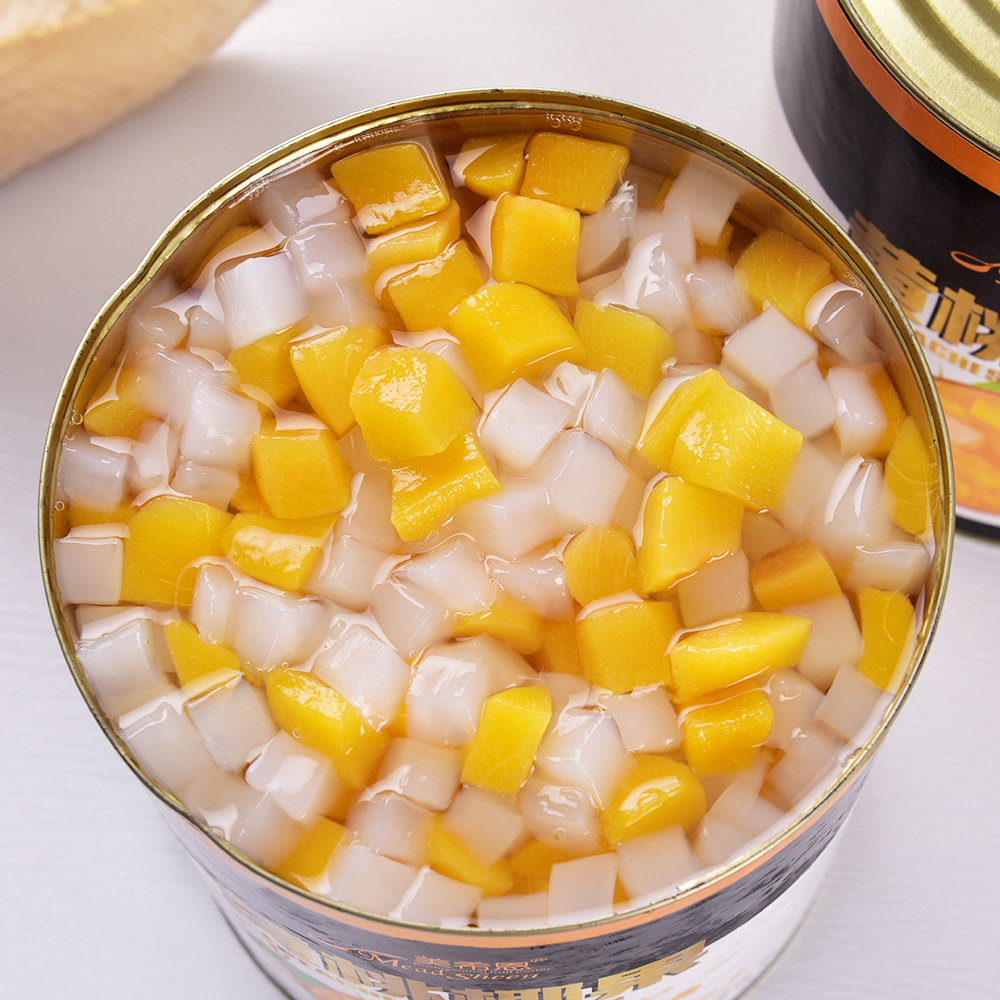 Manufacturer 3kg yellow peach diced peach strips coconut orange yellow peach coconut baking catering milk tea big barrel affordable pack