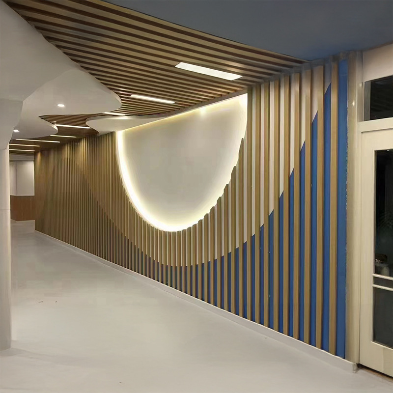 Customized Aluminum Square Tube Ceiling Materials, Partitions, Curved Aluminum Square Tubes, Wood Grain Fluorocarbon Spray-Coated Decorative Aluminum Panels, Aluminum Alloy