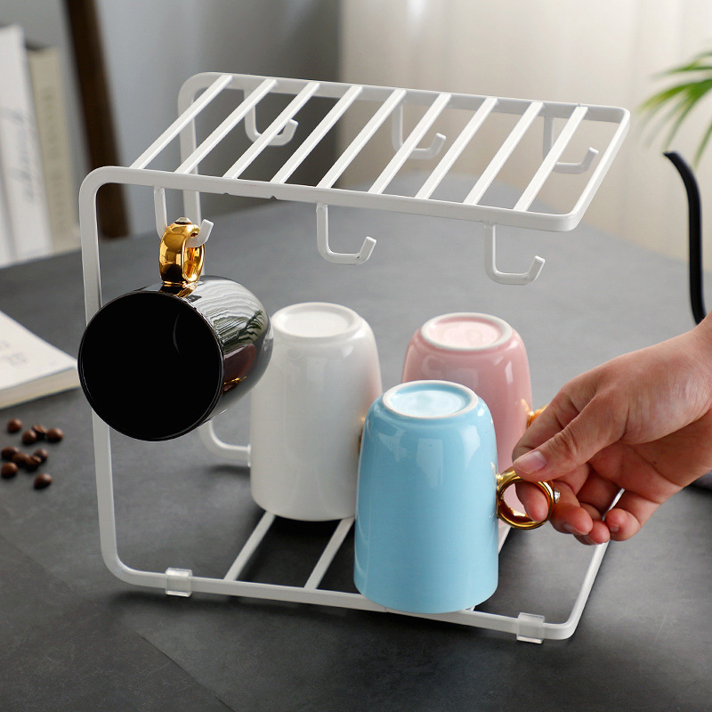 Double Layer Creative Household Glass Hanger Water Cup Storage Cup Holder Tray Storage Rack Coffee Mug Drain Rack