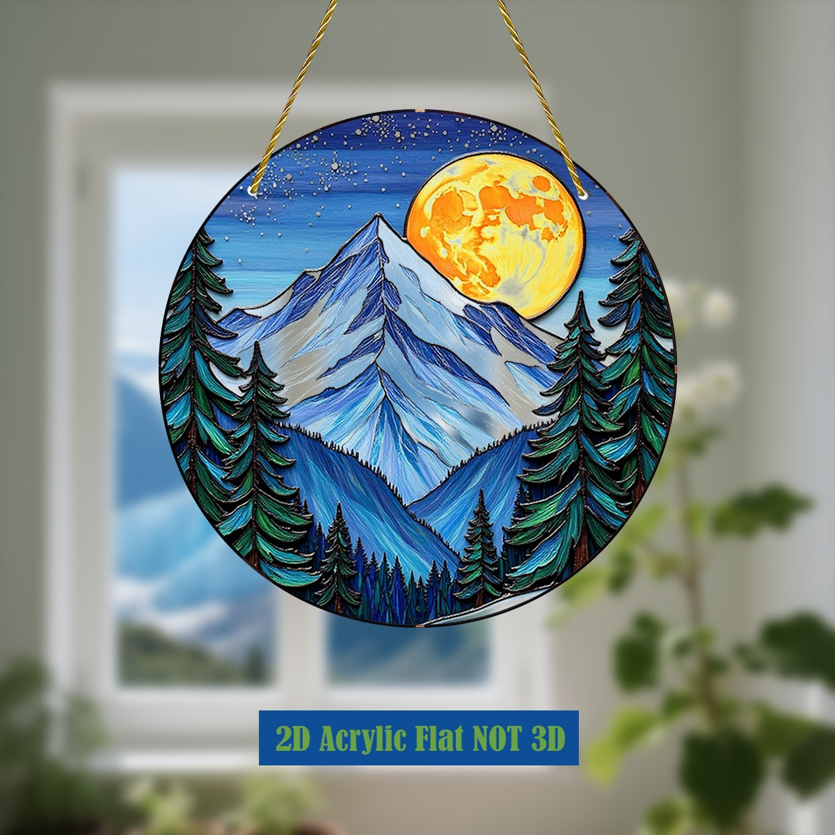 2D Plane, 1 Piece Moonlight Mountain Range Acrylic Solar Absorber - Vibrant Blue and Orange