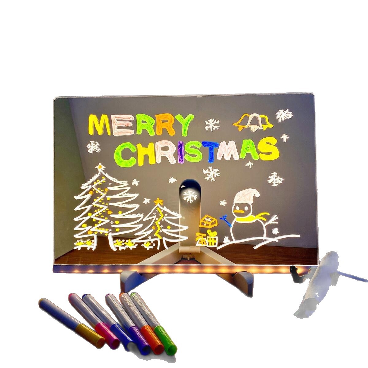 Children's luminous drawing board hand-painted erasable DIY transparent acrylic plug-in learning drawing board with bracket brush