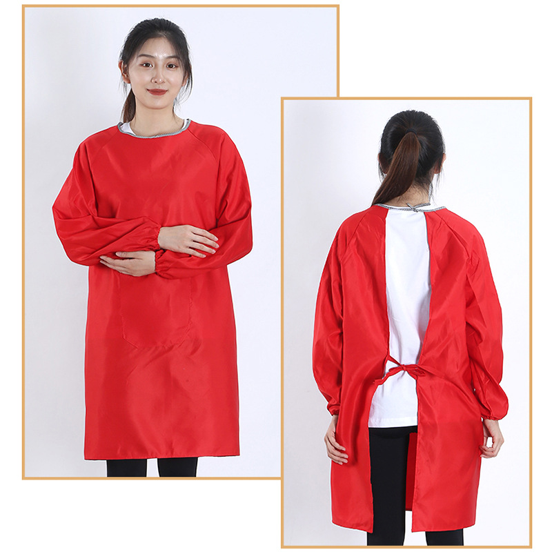 Long-sleeved smock reverse dressing home kitchen fashion Korean long-sleeved apron smock advertising gifts set smock