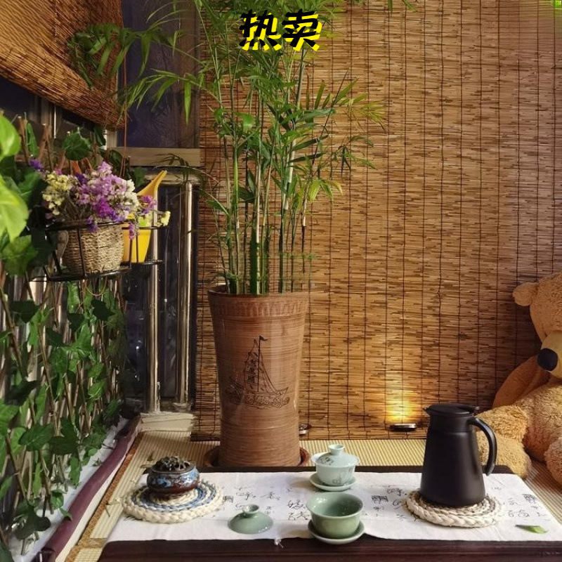 Тюли из тростника, бамбуковые шторы, рулонные шторы, дверные шторы, перегородочные шторы, украшение балкона, солнцезащитные шторы, ретро дзен японские соломенные шторы