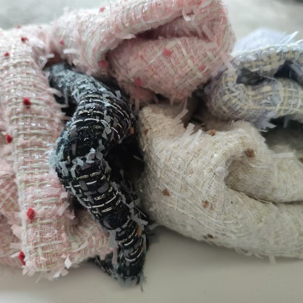 2025 new spring style Icelandic tweed idea bright silk fabric coat dress bag jewelry bouquet